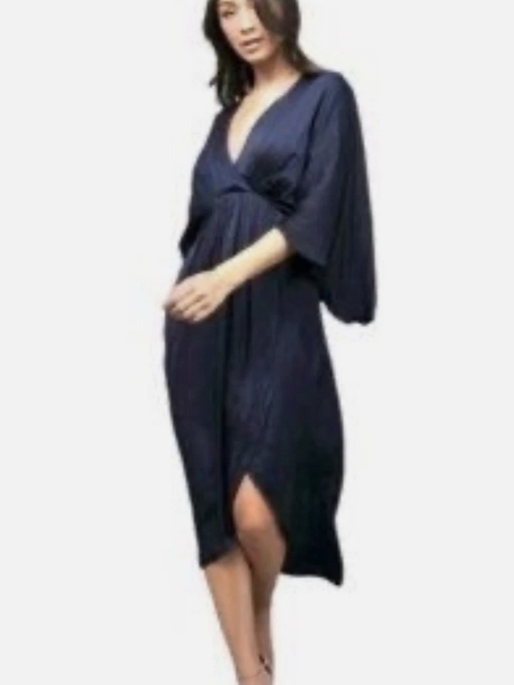 If By Sea Black Grecian Deep V Slit Dress